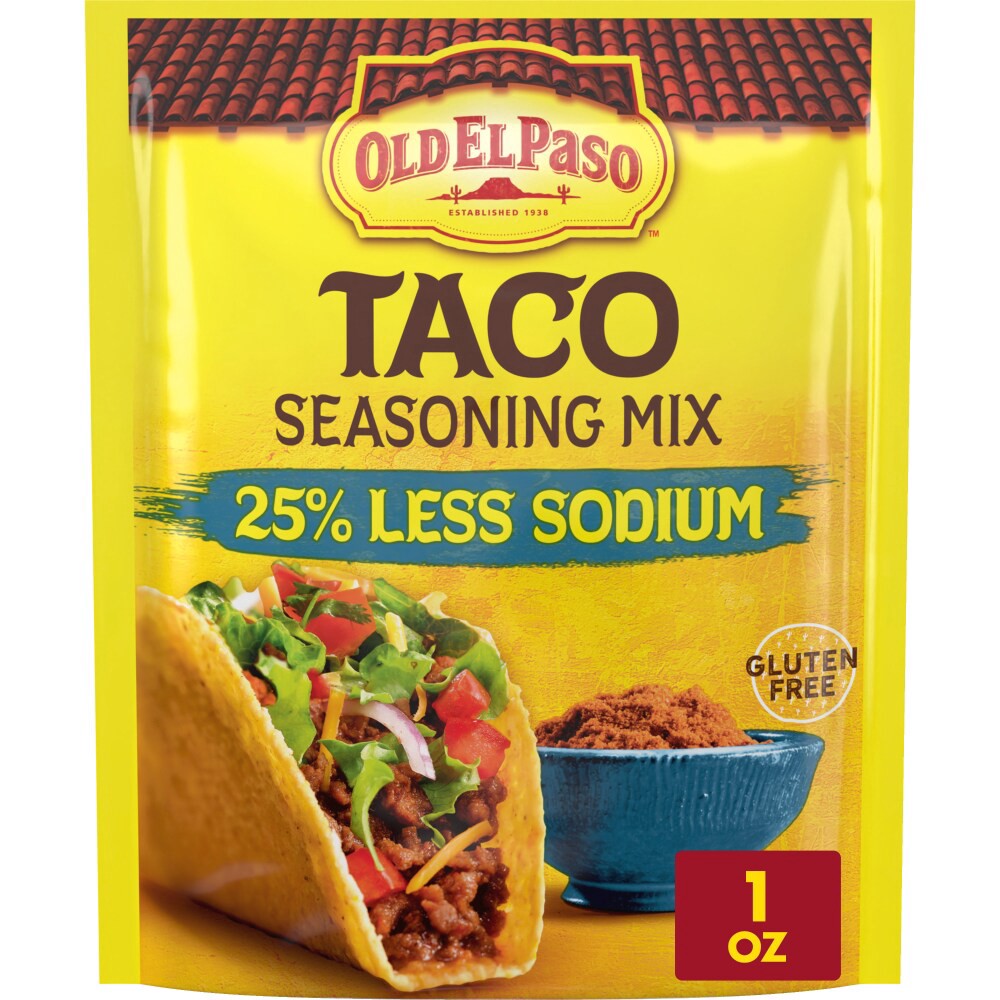 slide 6 of 6, Old El Paso Taco Seasoning Mix, 25% Less Sodium, Gluten Free, 1 oz, 1 oz