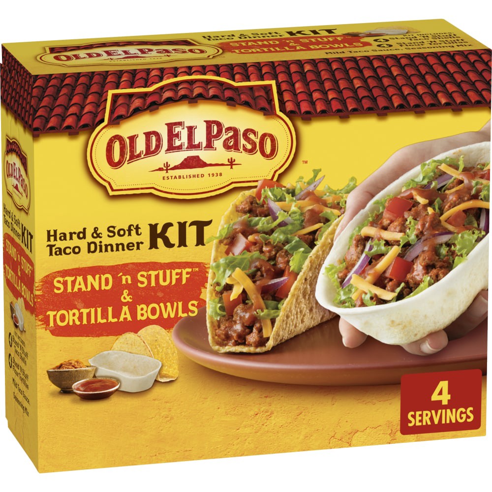slide 5 of 6, Old El Paso Stand 'N Stuff Shells and Tortilla Bowls, Hard & Soft Taco Dinner Kit, 9.4 oz., 9.4 oz