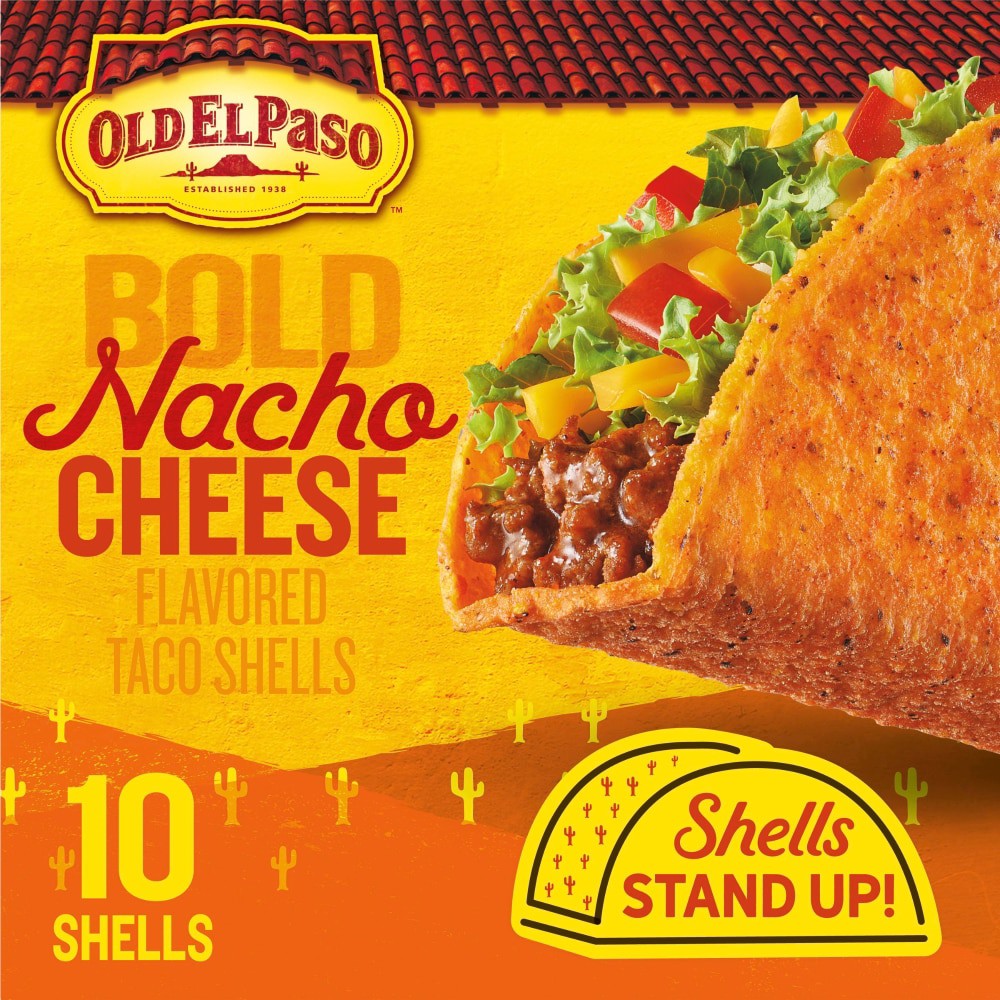 slide 5 of 6, Old El Paso Stand 'N Stuff Bold Nacho Cheese Flavored Taco Shells, Gluten Free, 10 Ct, 5.4 oz, 5.4 oz