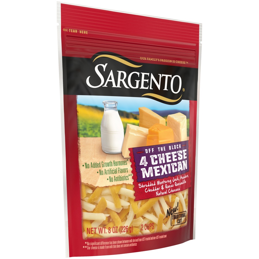 slide 5 of 8, Sargento Off The Block 4 Cheese Mexican Traditional Cut Shredded Cheese, 8 oz