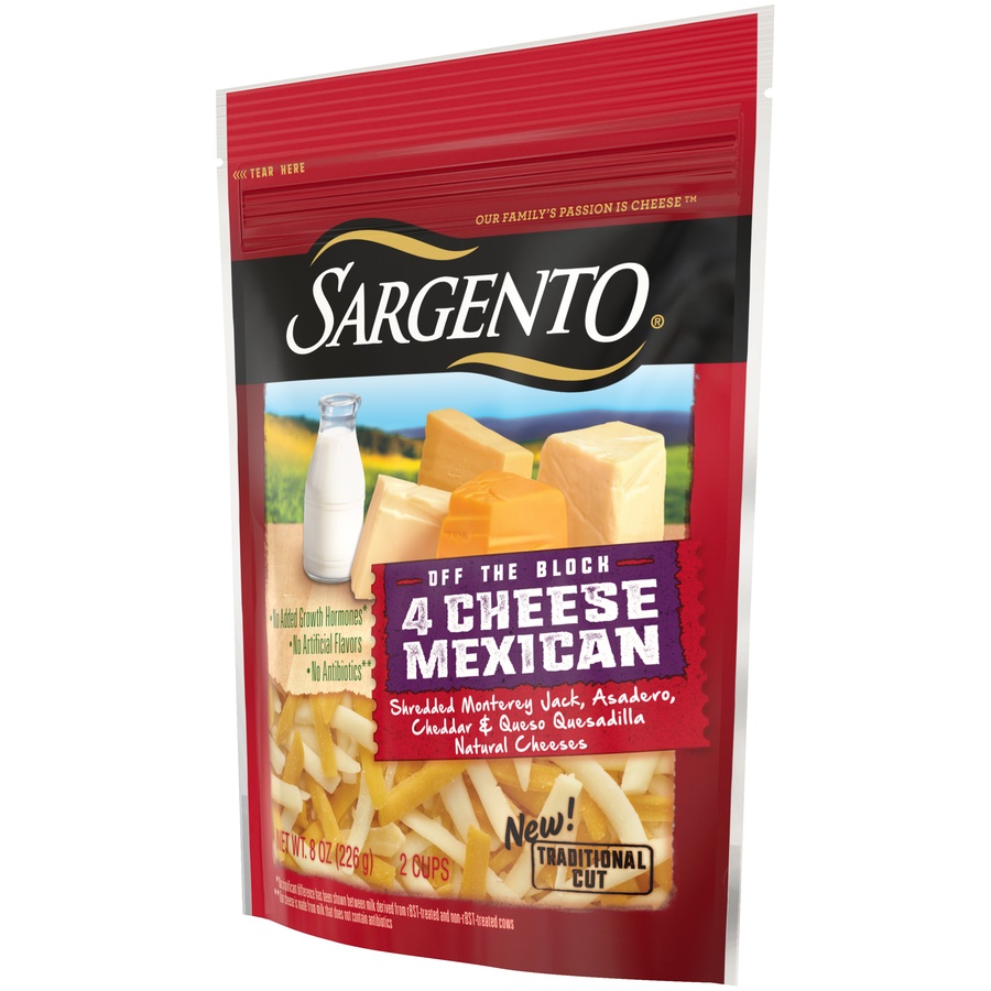 slide 7 of 8, Sargento Off The Block 4 Cheese Mexican Traditional Cut Shredded Cheese, 8 oz