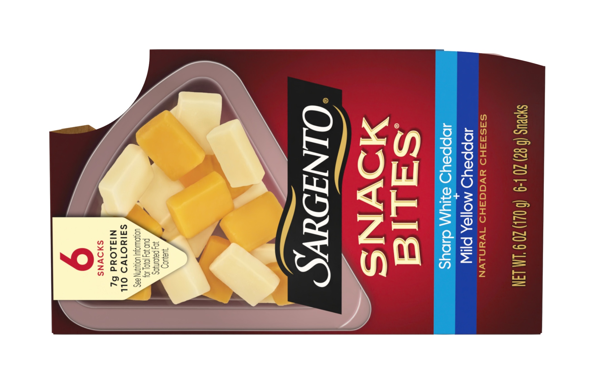 slide 2 of 7, Sargento Sharp White Cheddar & Mild Cheddar Cheese Snack Bites, 6 oz