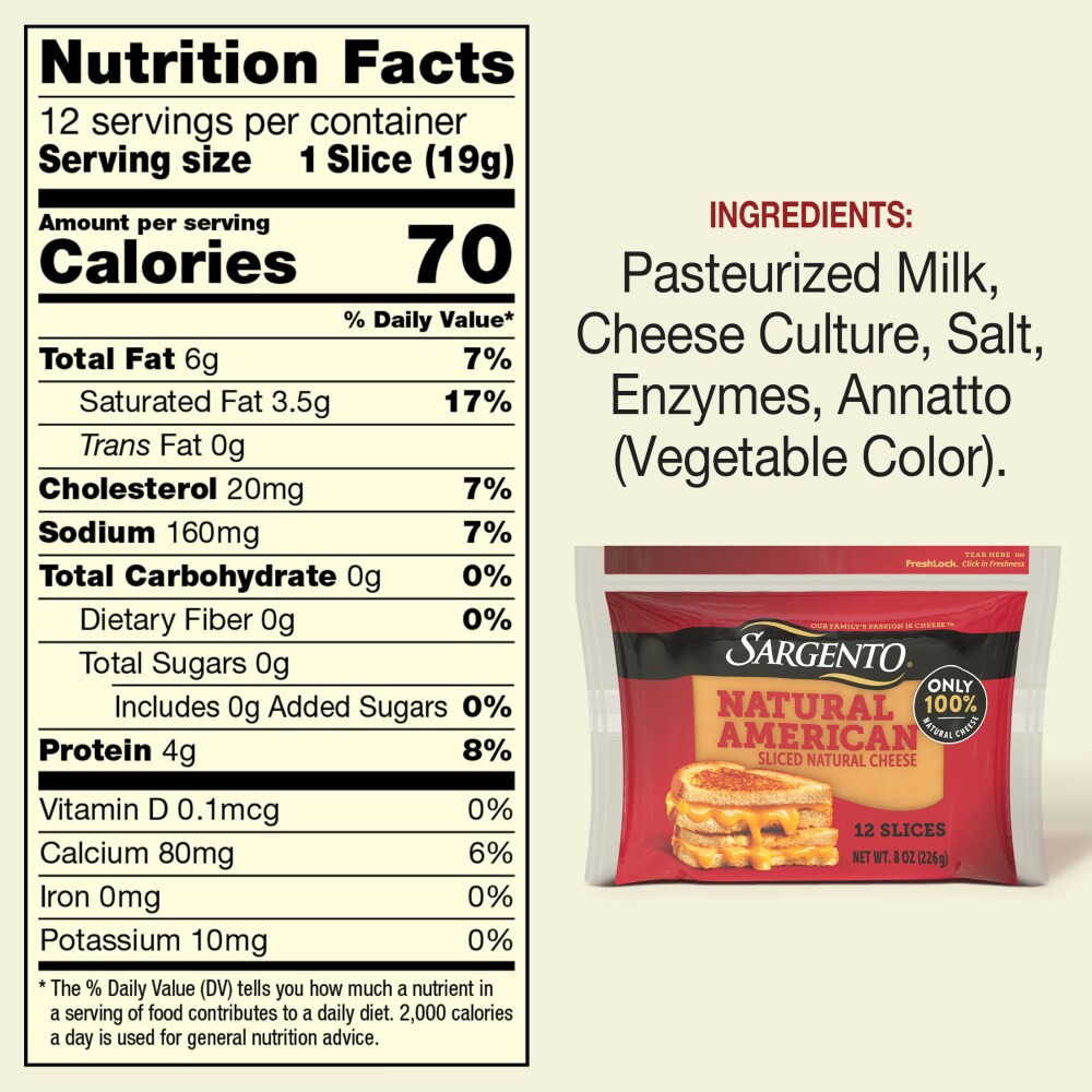 slide 5 of 5, Sargento® Natural American Sliced Cheese, 12 slices / 8 oz