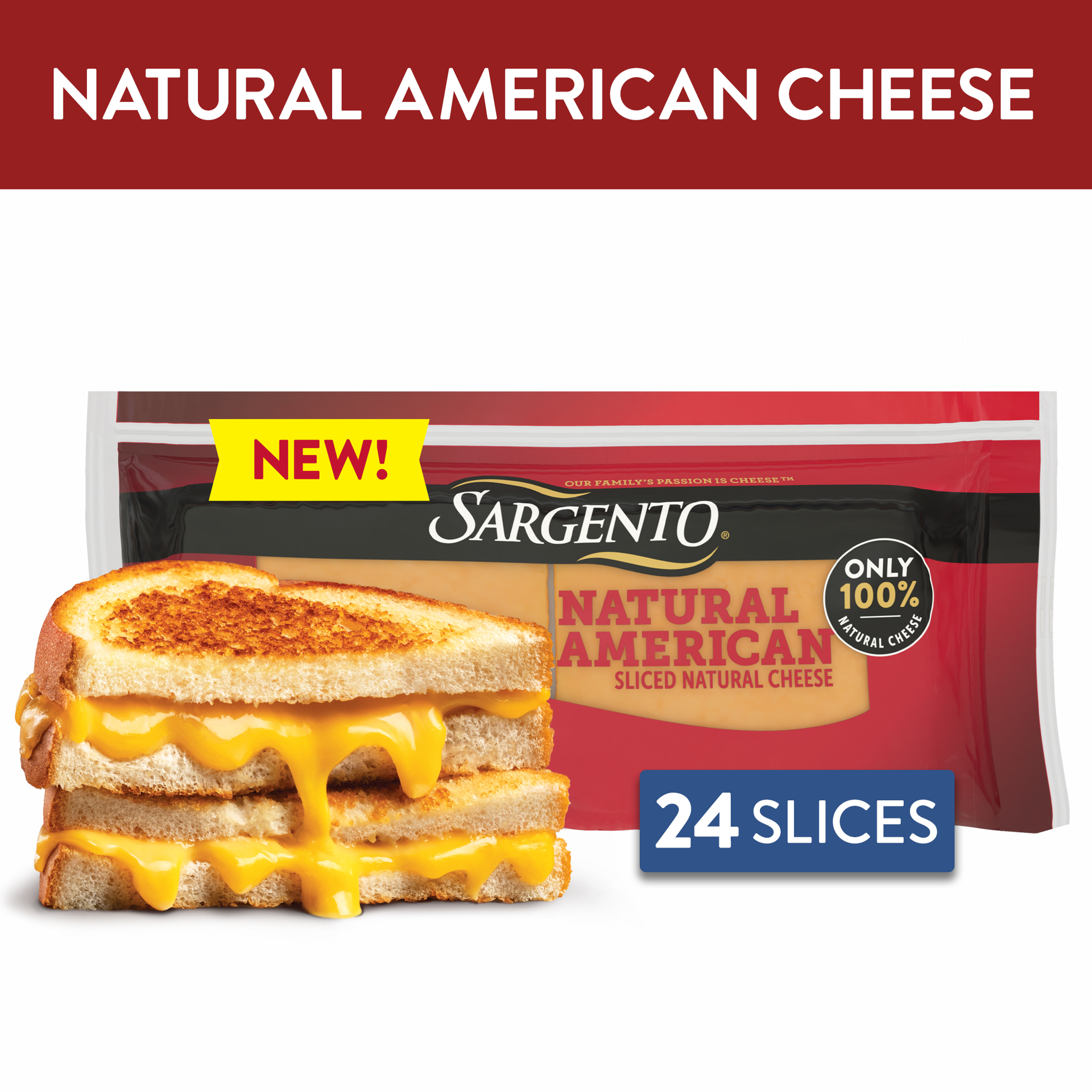 slide 2 of 5, Sargento Natural American Slices 8oz, 8 oz