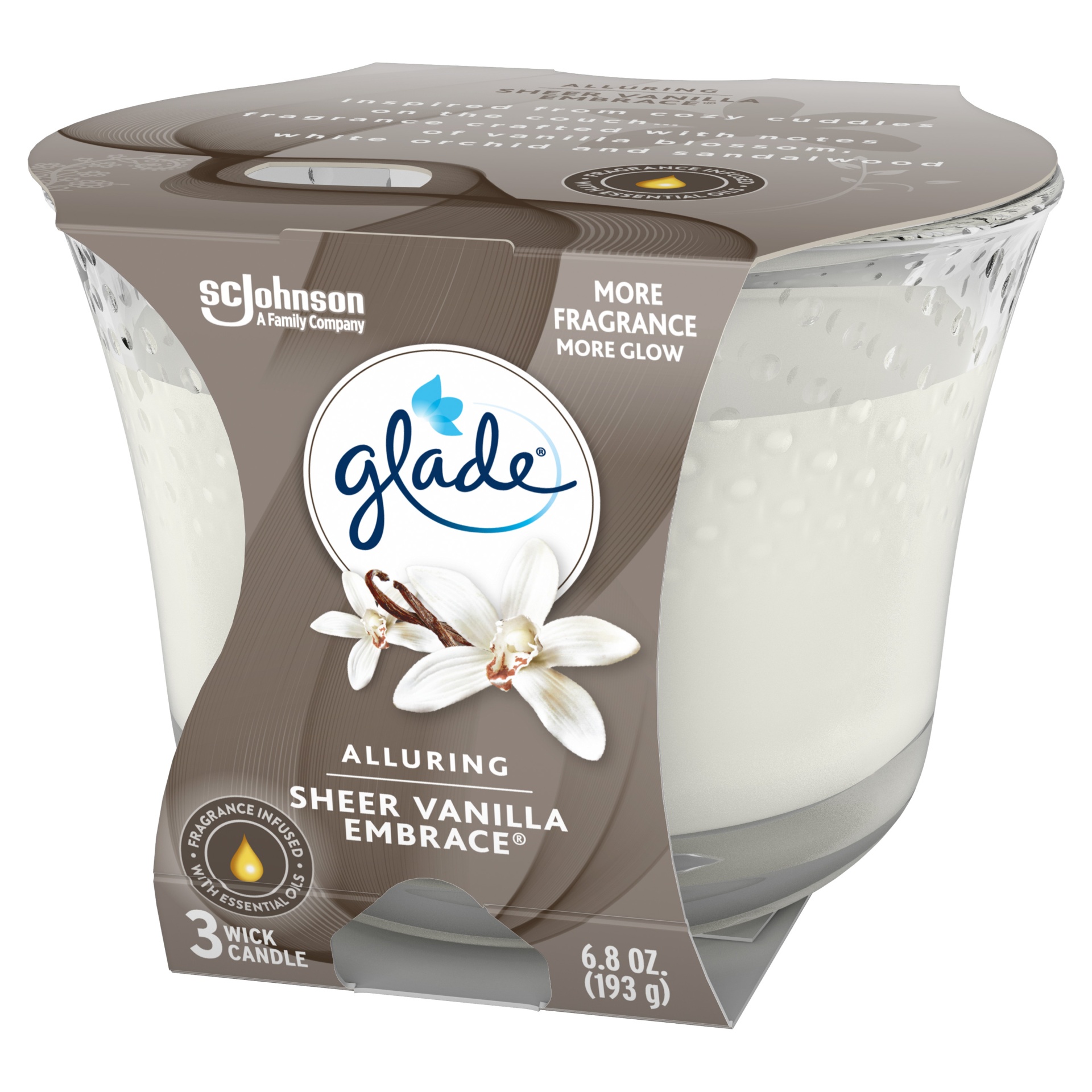 slide 5 of 7, Glade 3 Wick Alluring Sheer Vanilla Embrace Candle 1 ea, 1 ct