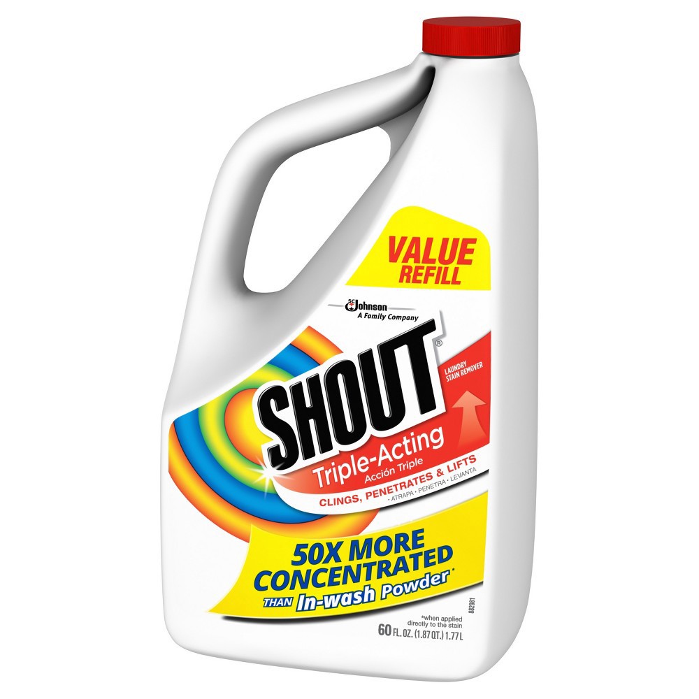 slide 2 of 5, Shout Triple-Acting Refill, Laundry Stain Remover, 60 Ounce, 60 fl oz