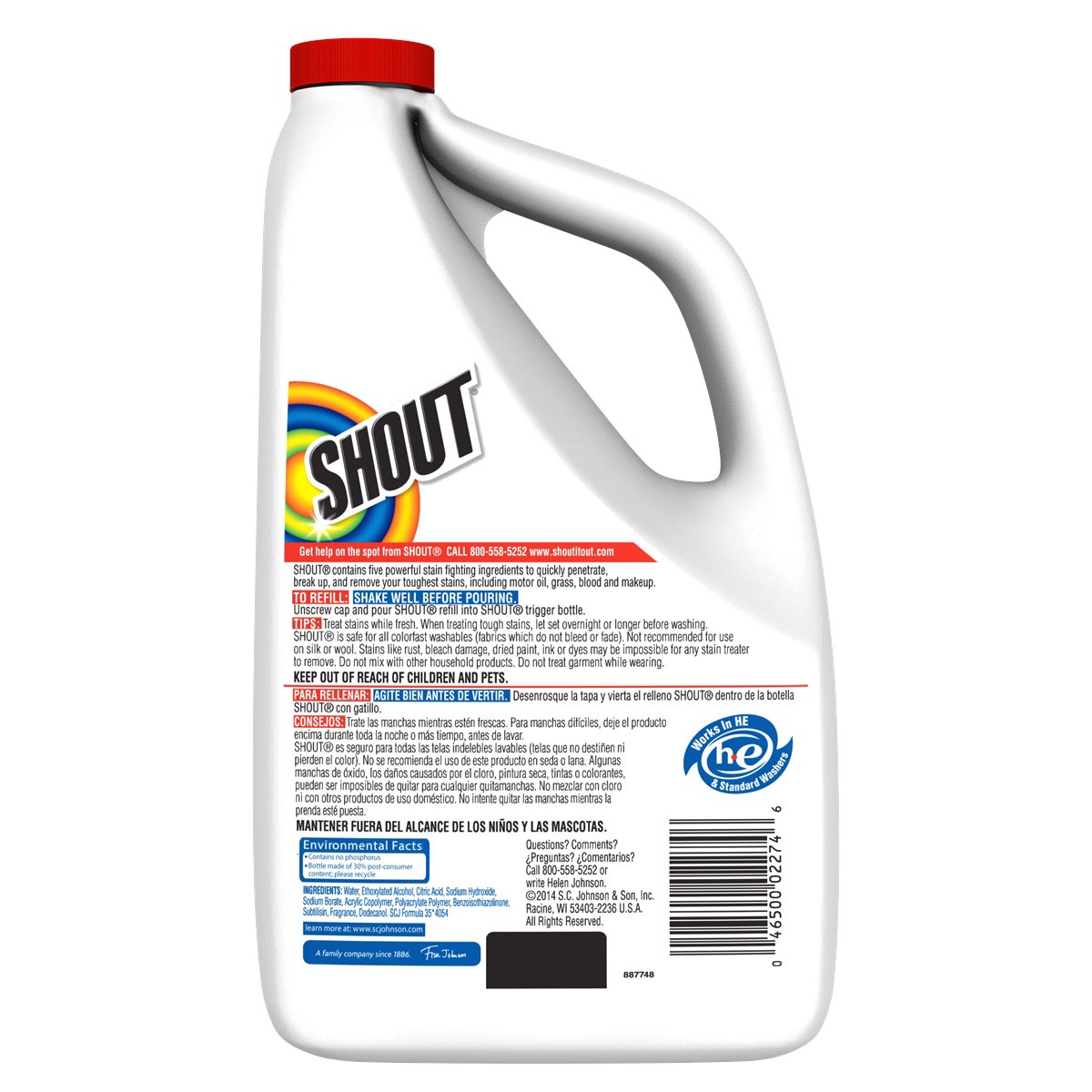 slide 3 of 5, Shout Triple-Acting Refill, Laundry Stain Remover, 60 Ounce, 60 fl oz