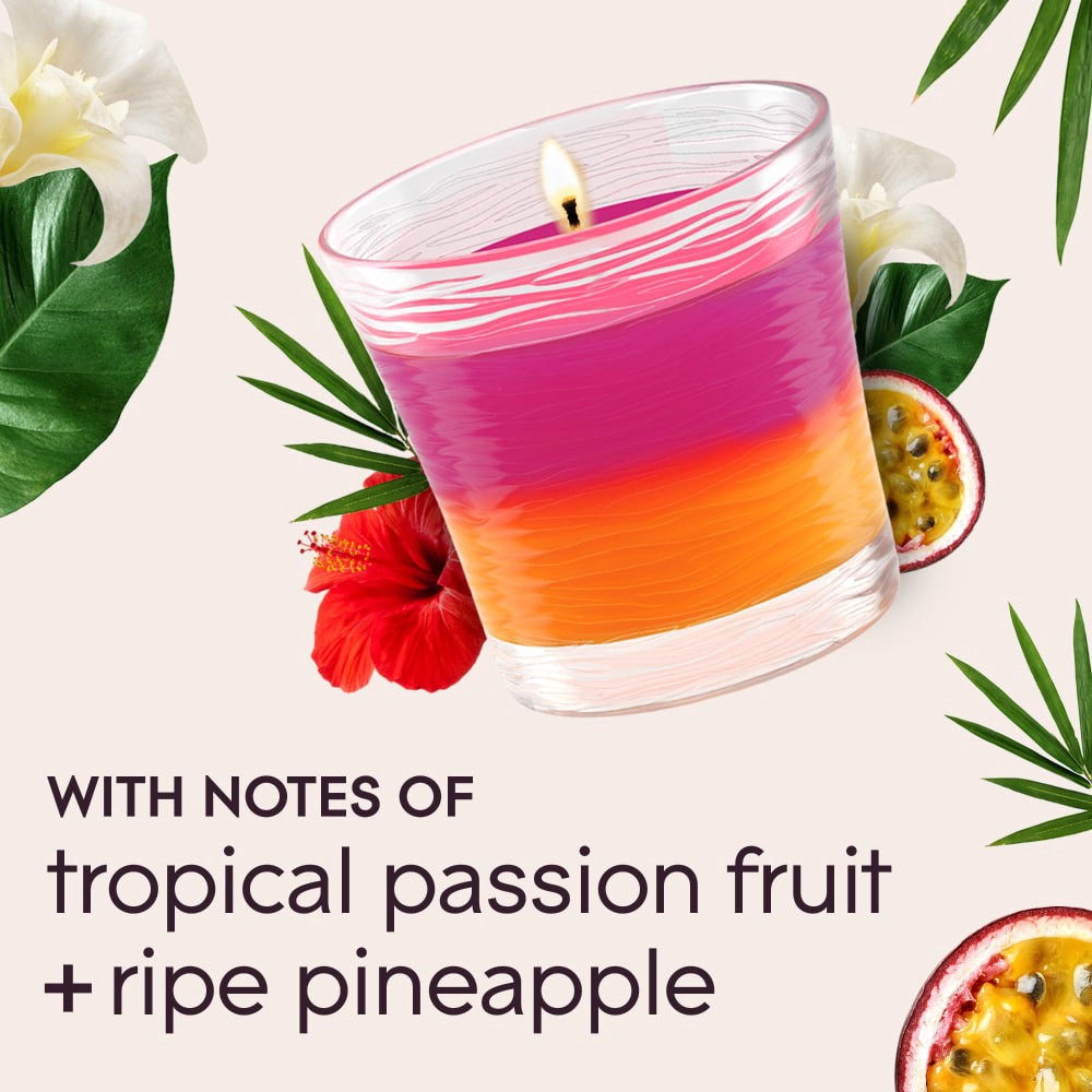 slide 4 of 6, Glade Scented Candle Jar, Vanilla Passion Fruit & Hawaiian Breeze 2-in-1, Fragrance Infused with Essential Oils, 3.4 oz, Pack of 2, 3.4 oz