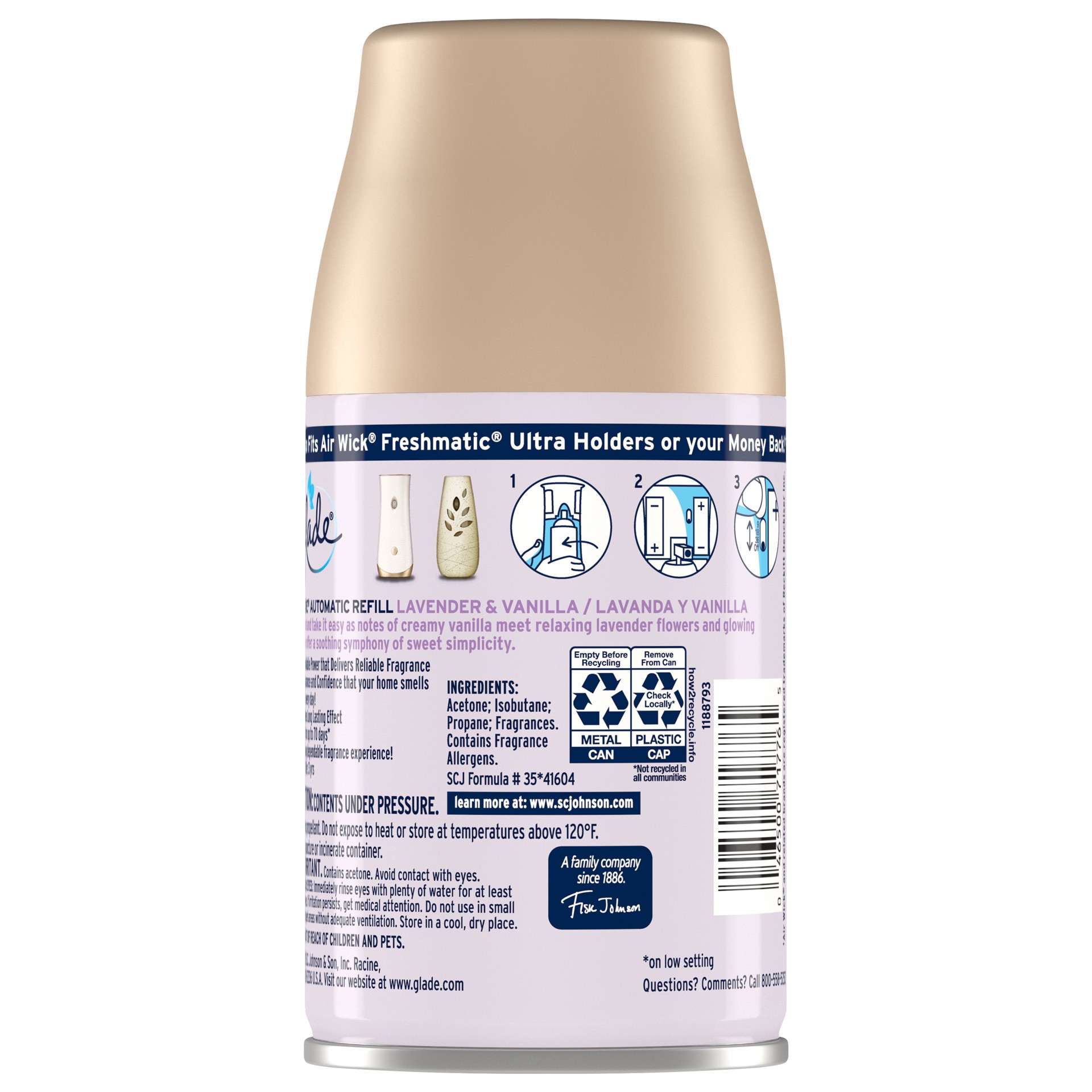 slide 3 of 3, Glade Automatic Spray Refill, Air Freshener, Lavender & Vanilla, 6.2 oz, 6.2 oz