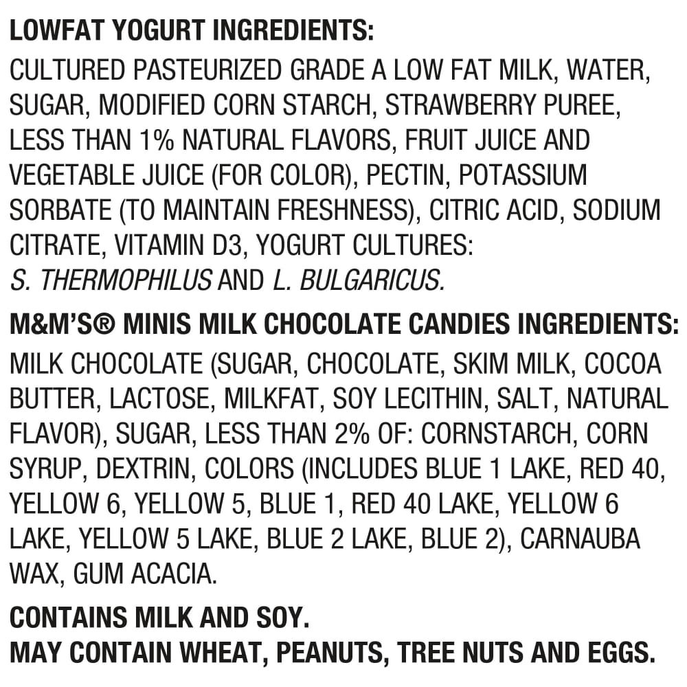 slide 4 of 6, YoCrunch Strawberry Low Fat Yogurt with Mini M&Ms(R), 4 Ct, 4 OZ Yogurt Cups, 4 ct