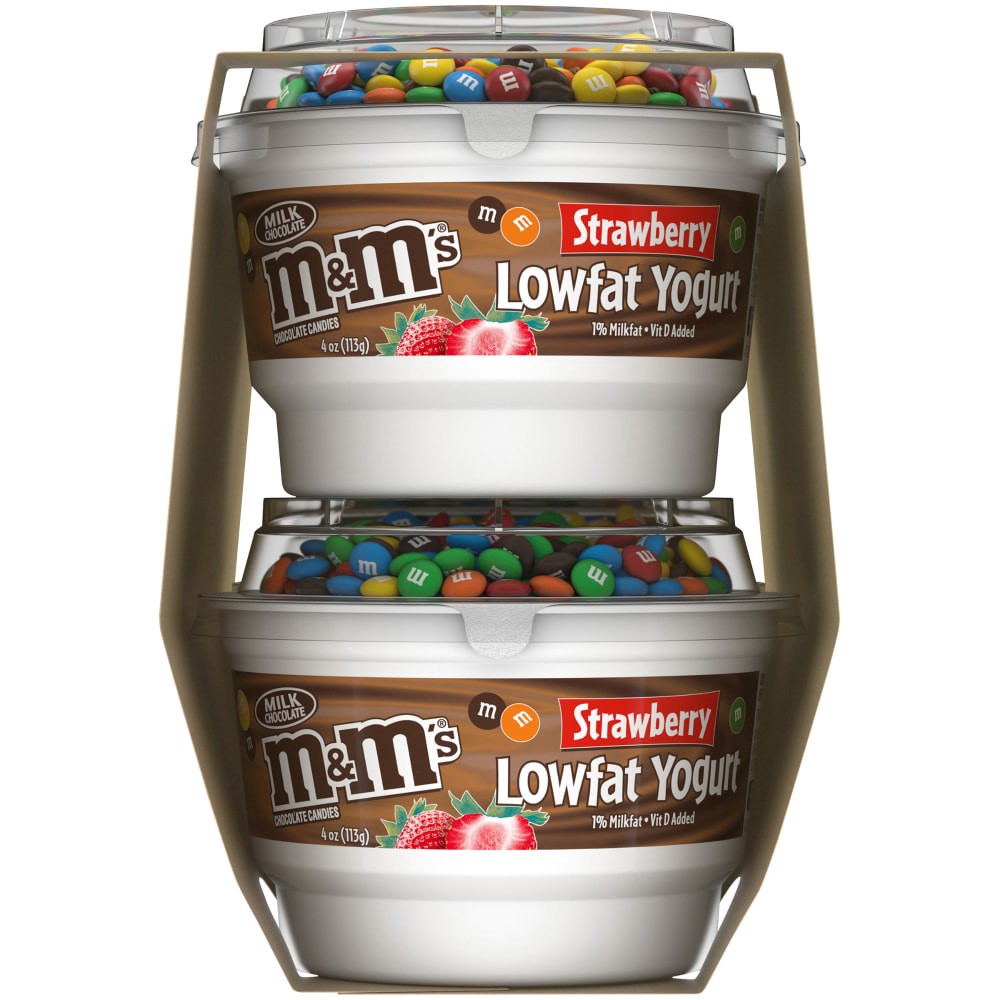 slide 3 of 4, YoCrunch Strawberry Low Fat Yogurt with Mini M&Ms(R), 4 Ct, 4 OZ Yogurt Cups, 4 ct