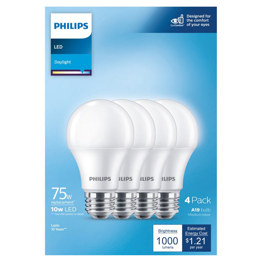 slide 5 of 5, Philips 10 Watts Daylight LED Light Bulbs 4 ea, 4 ct
