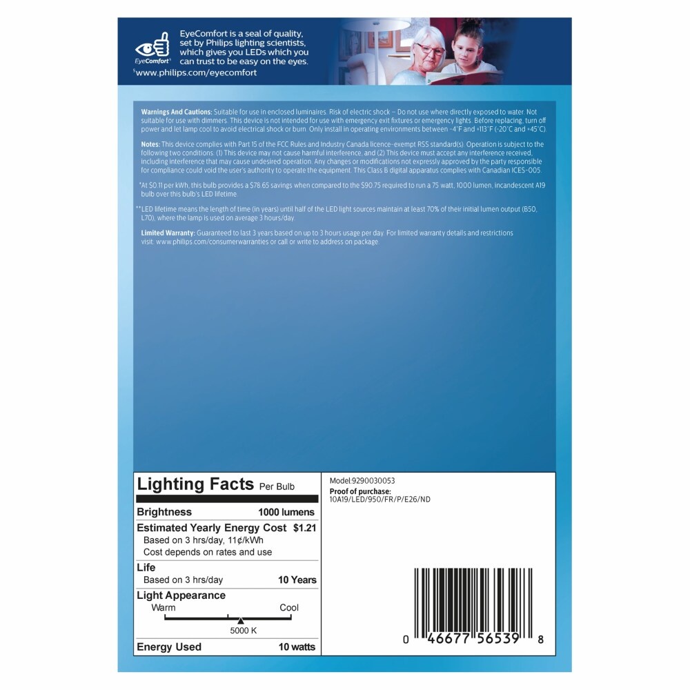 slide 2 of 2, Philips 10 Watts Daylight LED Light Bulbs 4 ea, 4 ct