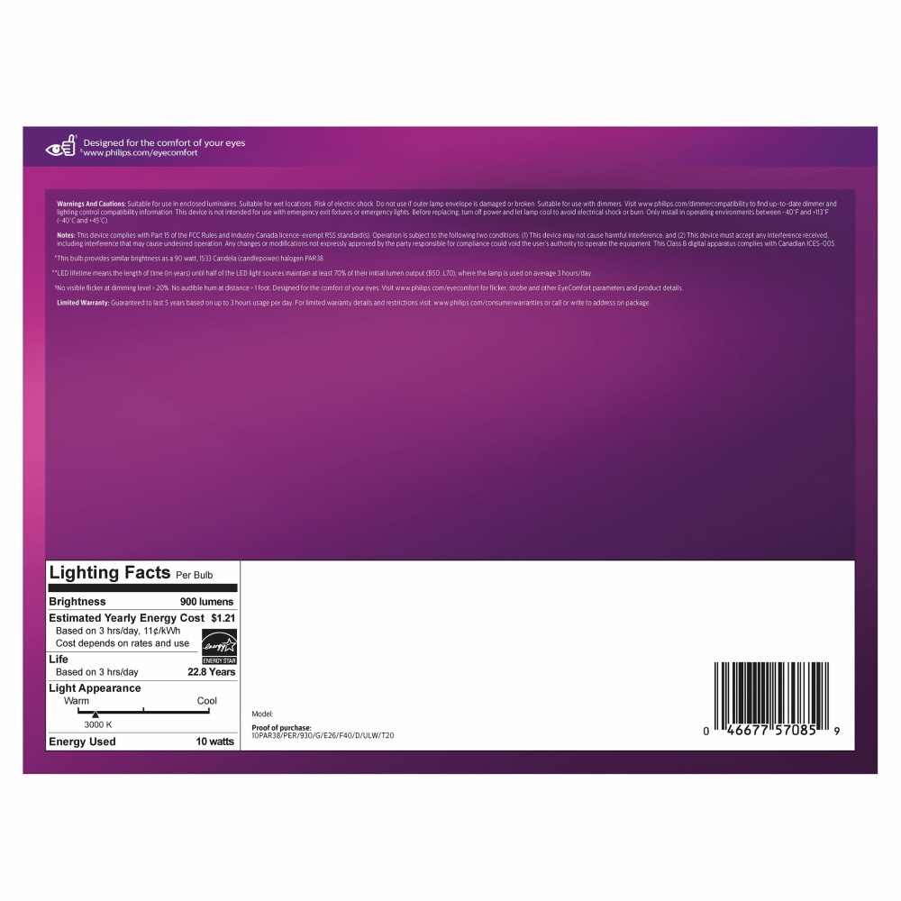 slide 2 of 2, Philips 10-Watt (90-Watt) Medium Base Par38 Dimmable Led Light Bulbs, 2 ct