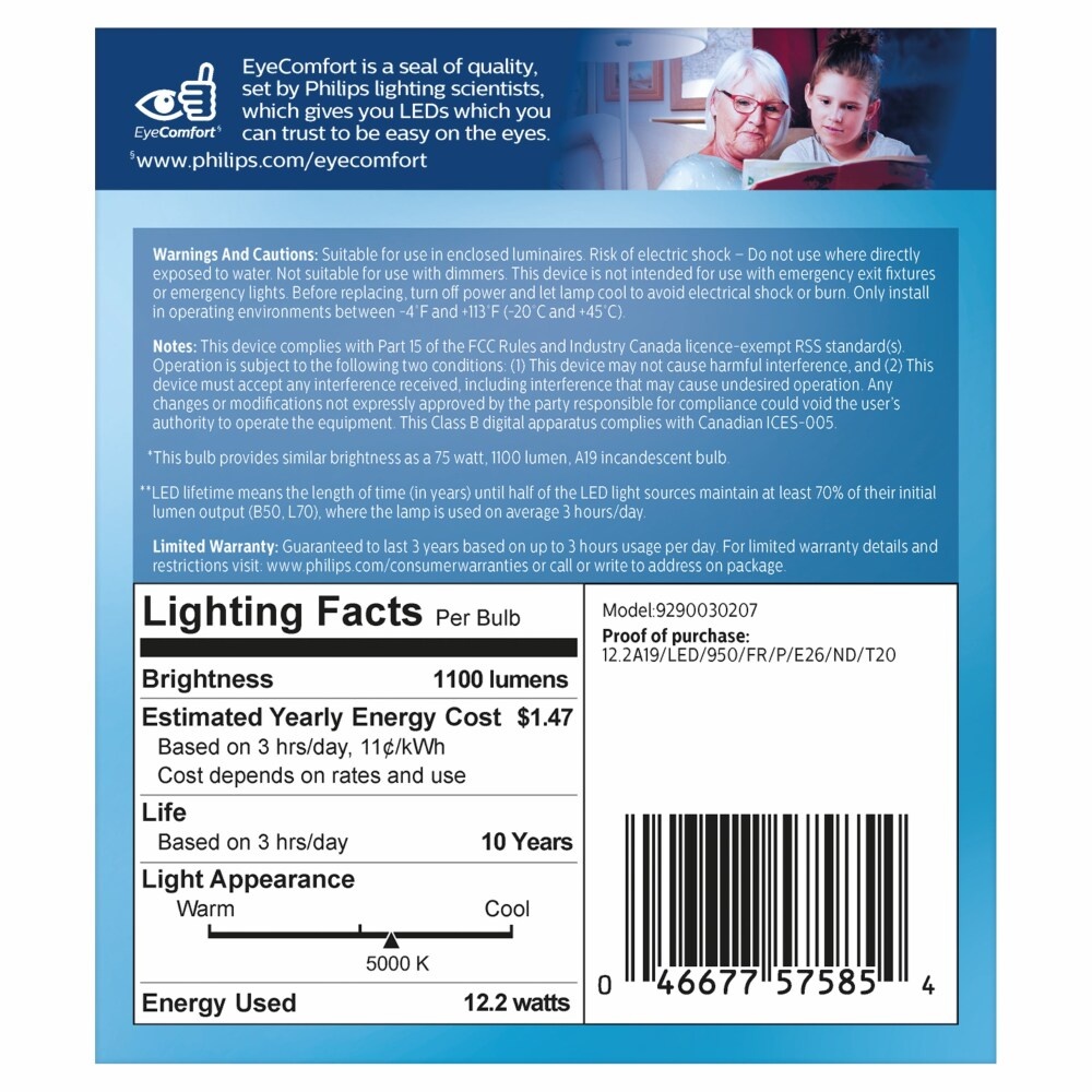 slide 2 of 2, Philips 12.2-Watt (75-Watt) A19 Led Light Bulbs, 2 ct