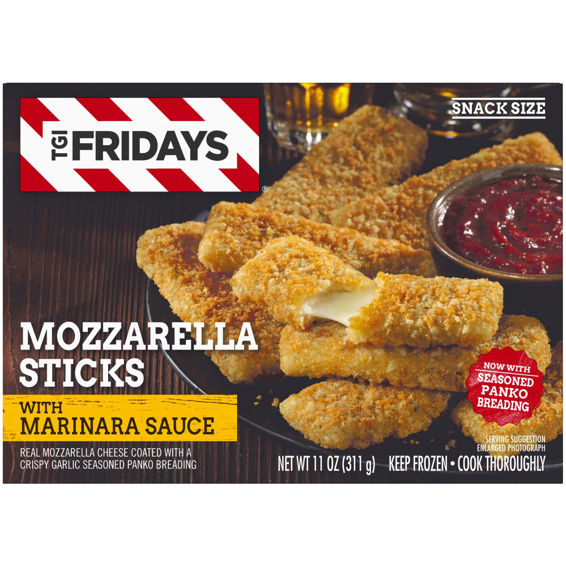 slide 4 of 6, T.G.I. Fridays TGI Fridays Mozzarella Sticks Frozen Snacks with Marinara Sauce, 11 oz