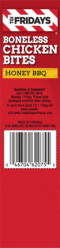 slide 2 of 5, TGIF TGI Fridays Honey BBQ Boneless Chicken Bites Frozen Snacks, 15 oz Box, 15 oz