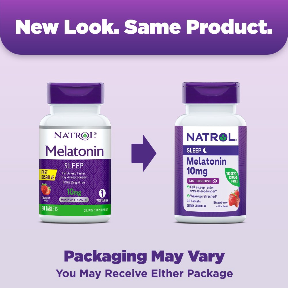 slide 4 of 6, Natrol Melatonin 10 mg Fast-Dissolve Strawberry, 30 ct