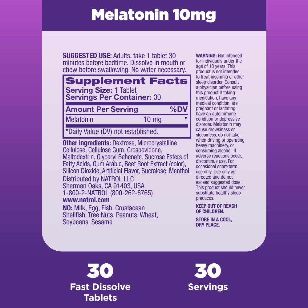slide 6 of 6, Natrol Melatonin 10 mg Fast-Dissolve Strawberry, 30 ct