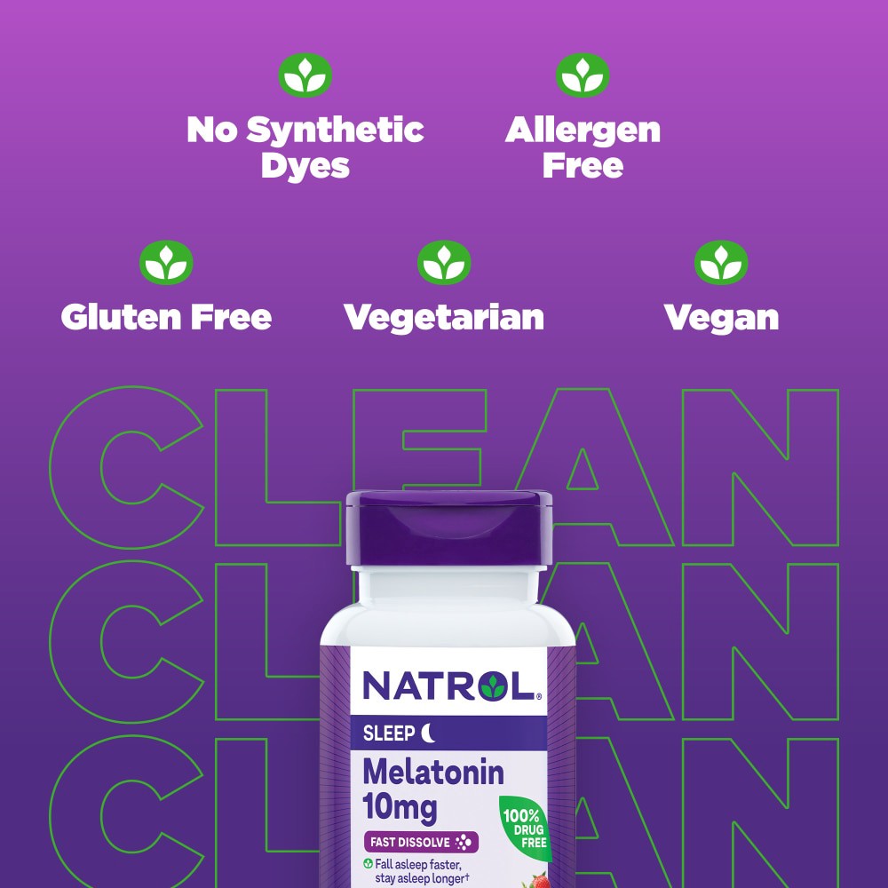 slide 3 of 6, Natrol Melatonin 10 mg Fast-Dissolve Strawberry, 30 ct
