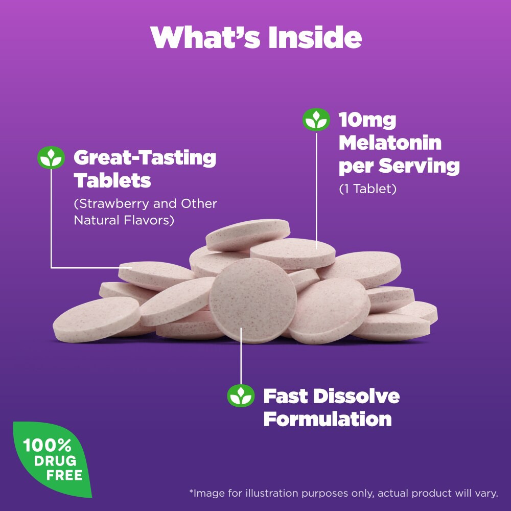 slide 2 of 6, Natrol Melatonin 10 mg Fast-Dissolve Strawberry, 30 ct