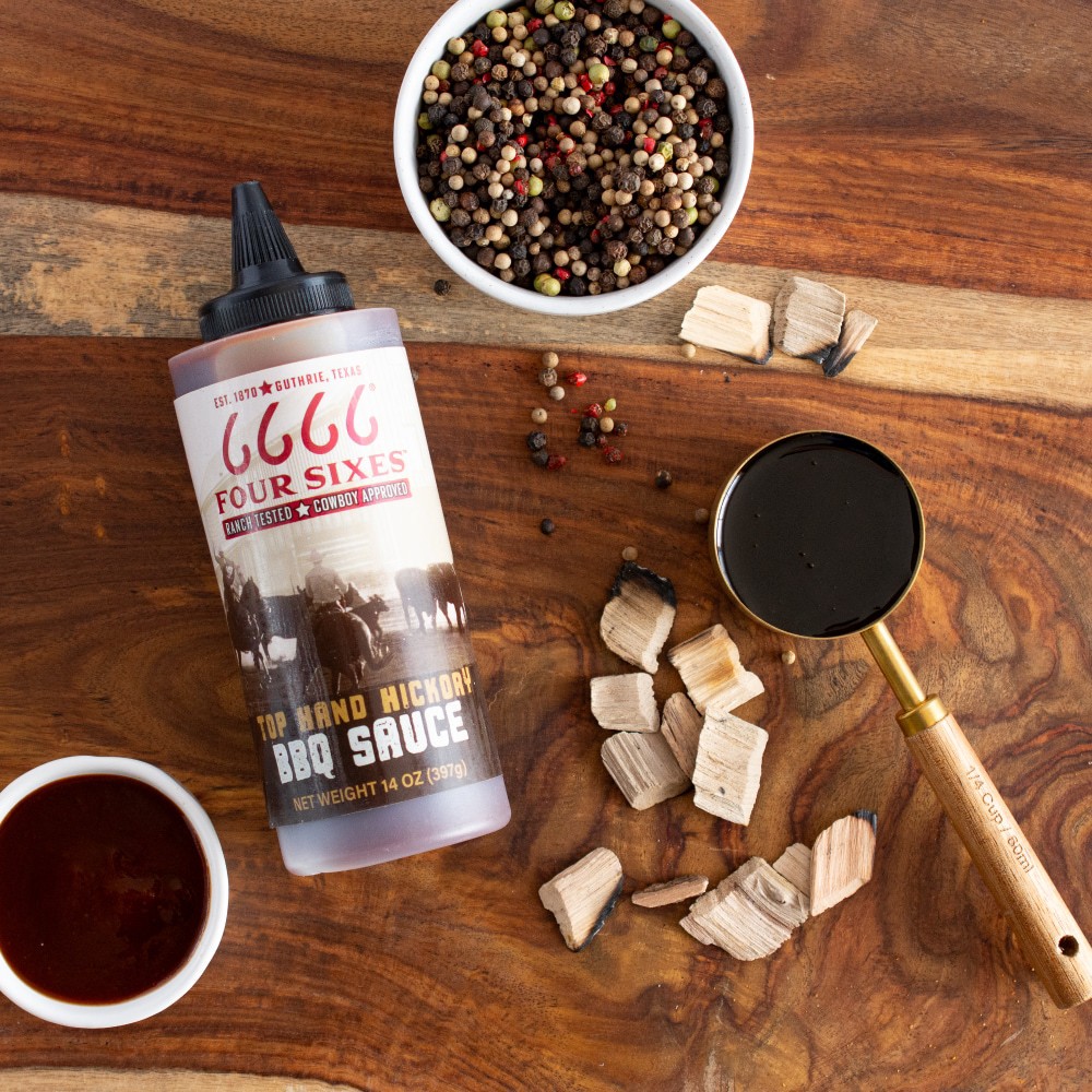 slide 5 of 5, Four Sixes Top Hand Hickory BBQ Sauce 14 oz, 14 oz