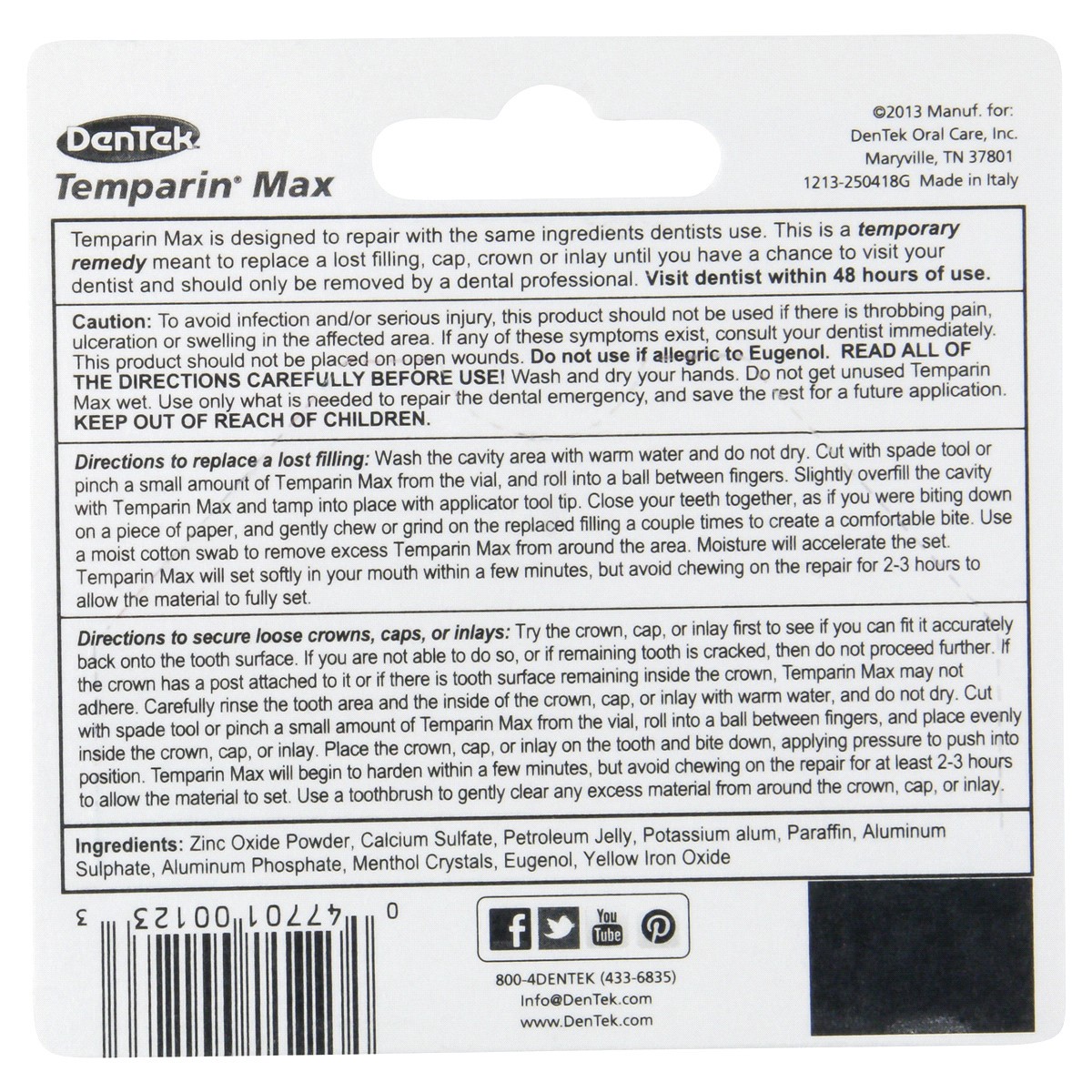 slide 2 of 2, DenTek Temparin Max Advanced Dental Repair Kit, Loose Cap Set, 13+ Repairs, 3 ct