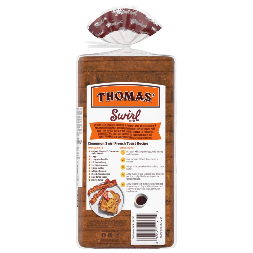 slide 3 of 4, Thomas' Cinnamon Swirl Bread, 16 oz, Cinnamon Bread, Bag, 16 oz