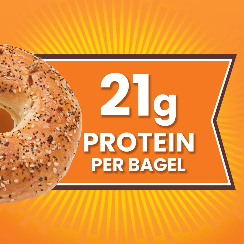 slide 3 of 5, Thomas' High Protein Everything Bagels, 4 count, Bagels, 15.5 oz Bag, 4 count