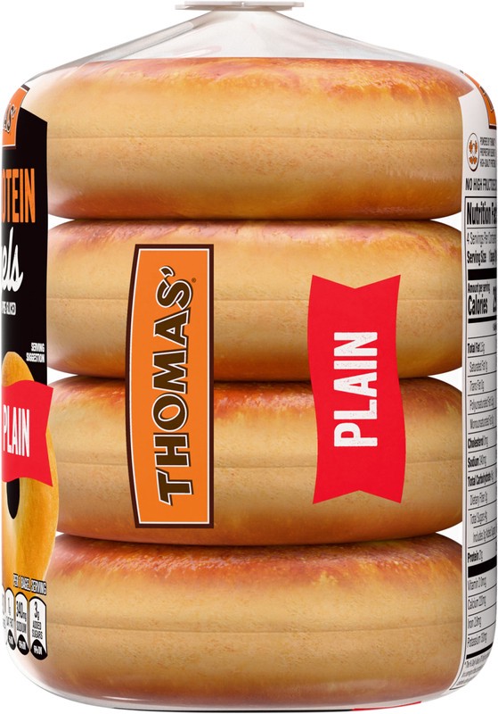 slide 2 of 5, Thomas' High Protein Plain Bagels, 4 count, Bagels, 15.5 oz Bag, 4 count