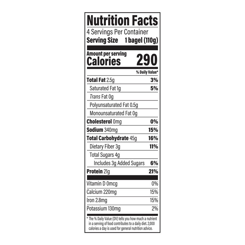 slide 3 of 5, Thomas' High Protein Plain Bagels, 4 count, Bagels, 15.5 oz Bag, 4 count