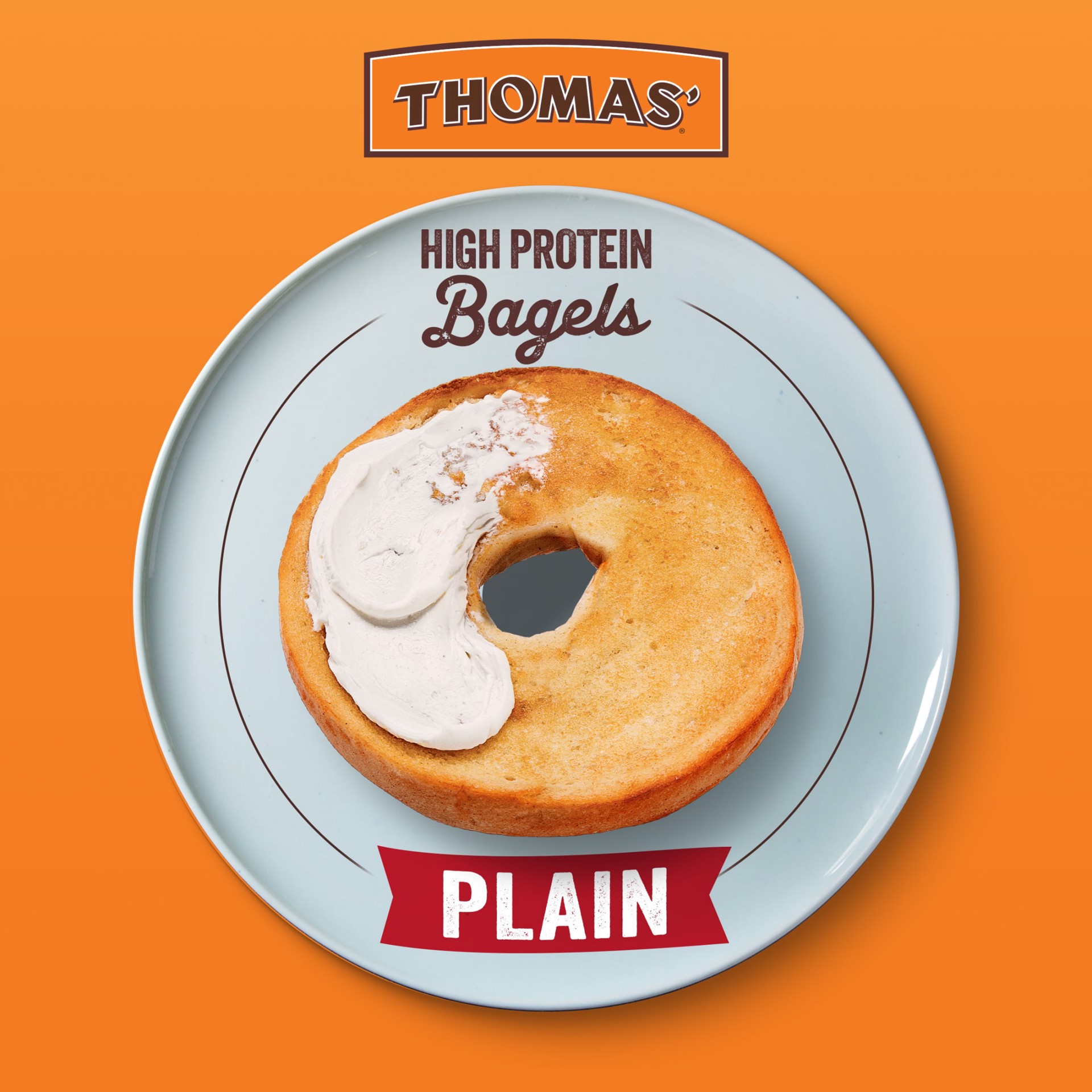slide 5 of 5, Thomas' High Protein Plain Bagels, 4 count, Bagels, 15.5 oz Bag, 4 count