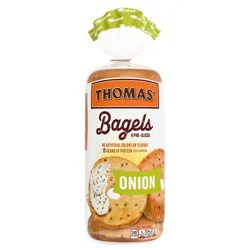 Thomas' Onion Bagels, 6 count, 8g Protein, Kosher Bagels, 18 oz Bag