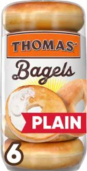 Thomas' Plain Bagels, 6 count, 9g Protein, Kosher Bagels, 18 oz Bag