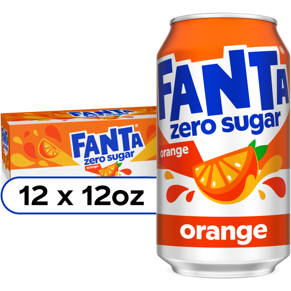 slide 4 of 4, Fanta Orange Zero Sugar Fridge Pack Cans, 12 fl oz, 12 Pack, 12 ct; 12 fl oz