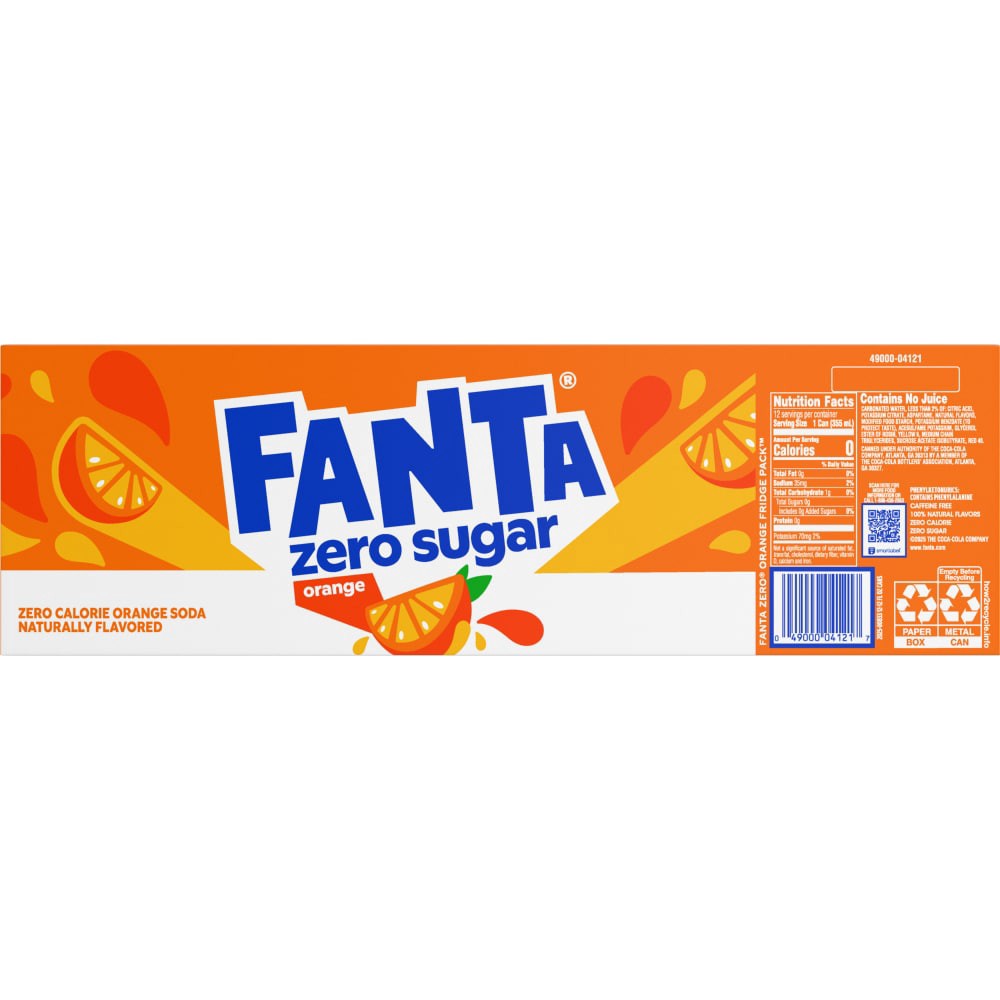slide 2 of 4, Fanta Orange Zero Sugar Fridge Pack Cans, 12 fl oz, 12 Pack, 12 ct; 12 fl oz
