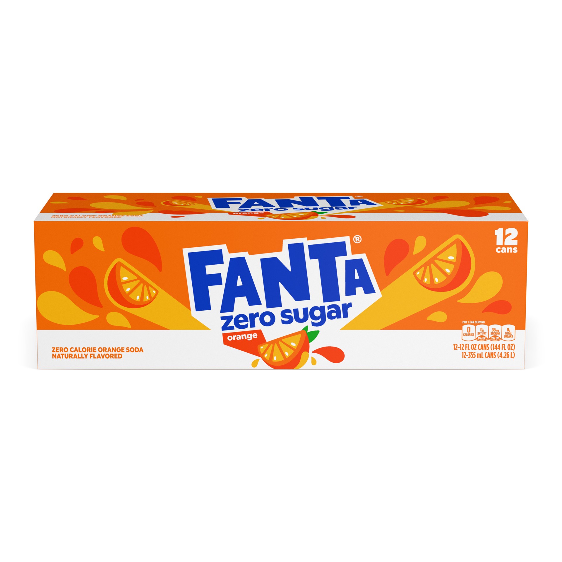 slide 2 of 5, Fanta Orange Zero Sugar Fridge Pack Cans, 12 fl oz, 12 Pack, 12 ct; 12 fl oz