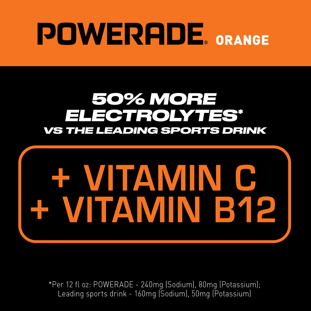 slide 5 of 6, POWERADE Orange Sports Drink, 20 fl oz (Pack of 8), 8 ct; 20 fl oz