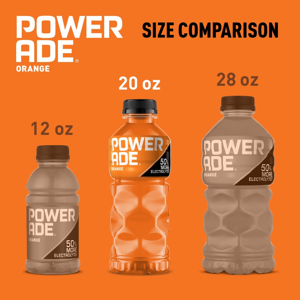 slide 2 of 6, POWERADE Orange Sports Drink, 20 fl oz (Pack of 8), 8 ct; 20 fl oz