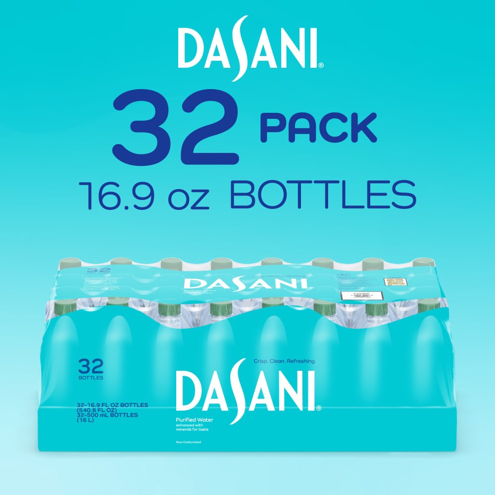 slide 3 of 6, DASANI Purified Water Bottles Enhanced with Minerals, 16.9 fl oz, 32 Pack, 32 ct