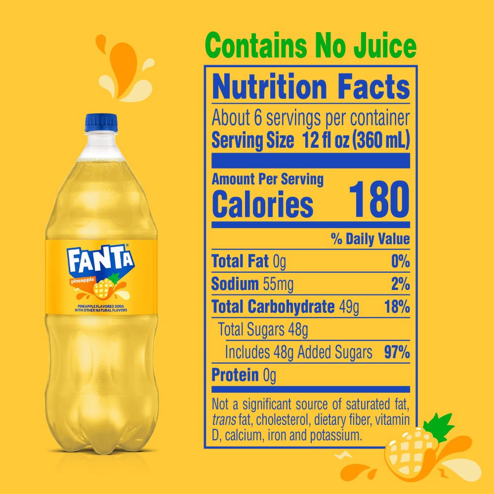 slide 4 of 5, Fanta Pineapple Soda Bottle, 2 Liters, 2 liter