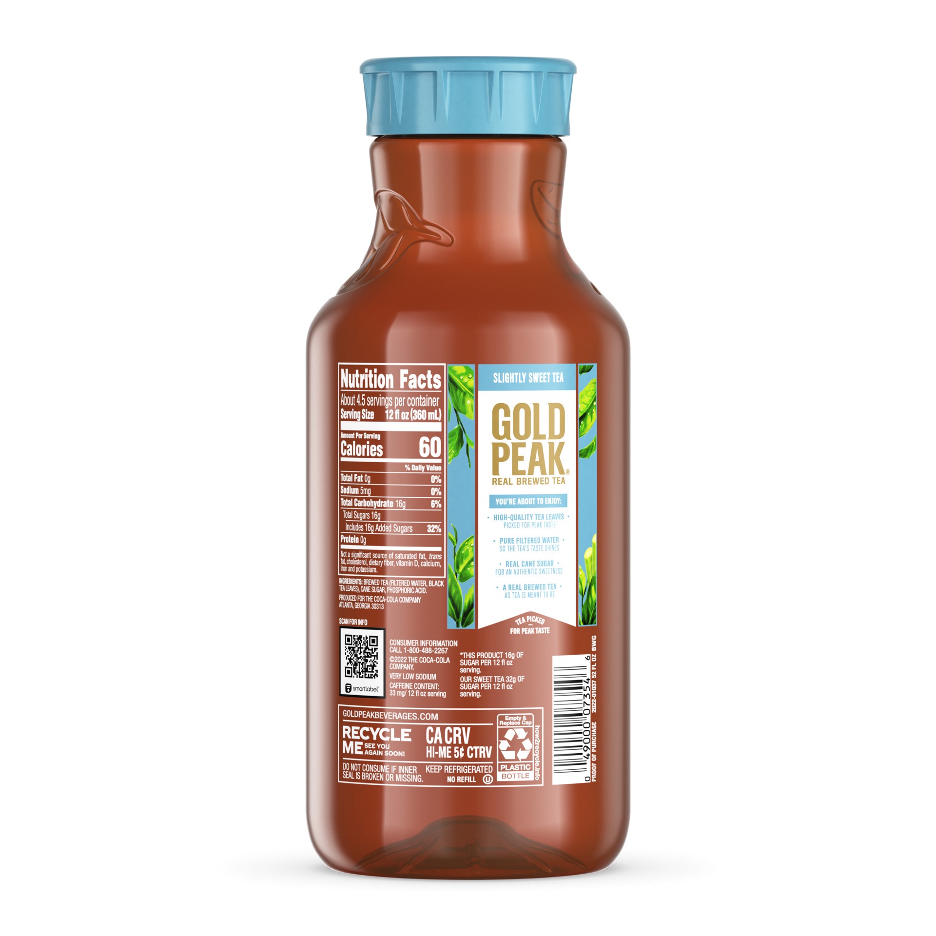 slide 5 of 5, Gold Peak Slightly Sweet Tea Bottle, 52 fl oz, 52 fl oz