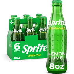 Sprite Cane Sugar Soda Soft Drink Glass Bottles, 8 fl oz, 6 Pack
