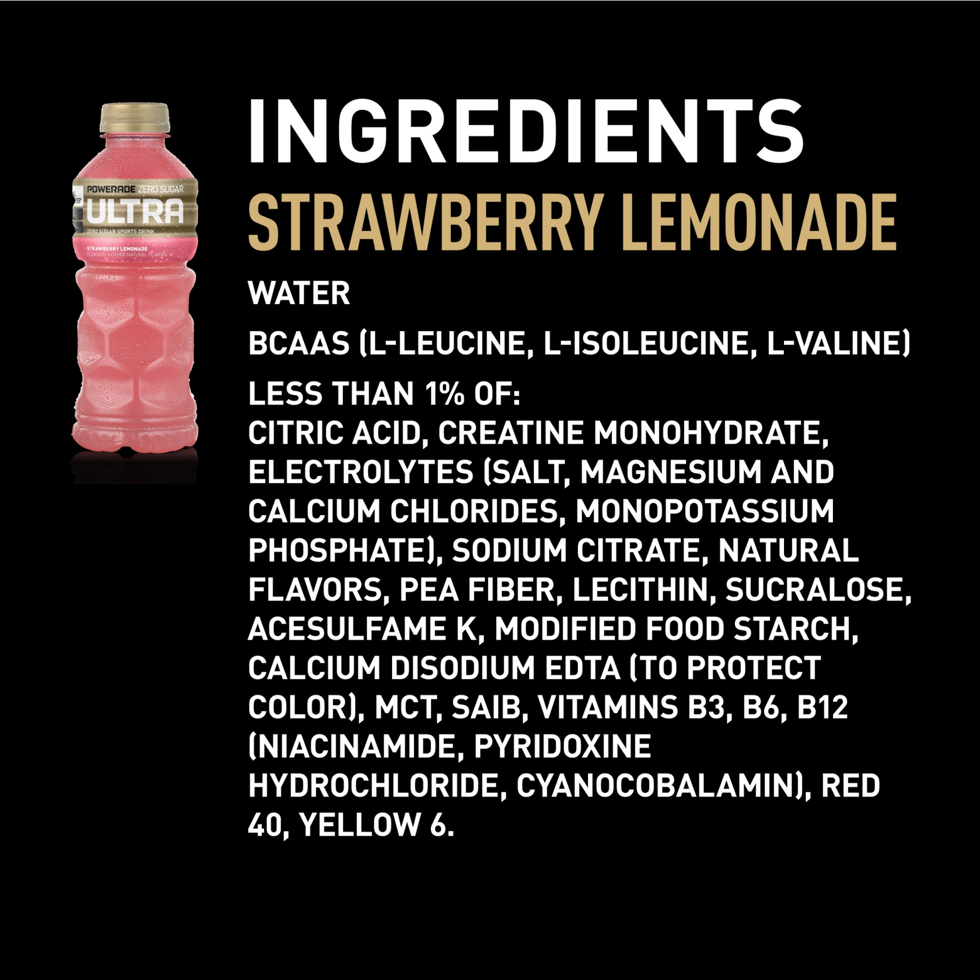 slide 6 of 7, Powerade Ultra Zero Sugar Strawberry Lemonade Sports Drink 20 fl oz Bottle, 20 fl oz