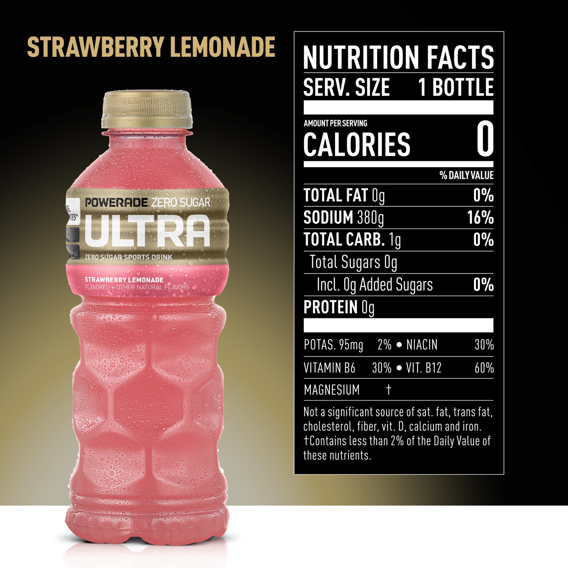 slide 7 of 7, Powerade Ultra Zero Sugar Strawberry Lemonade Sports Drink 20 fl oz Bottle, 20 fl oz