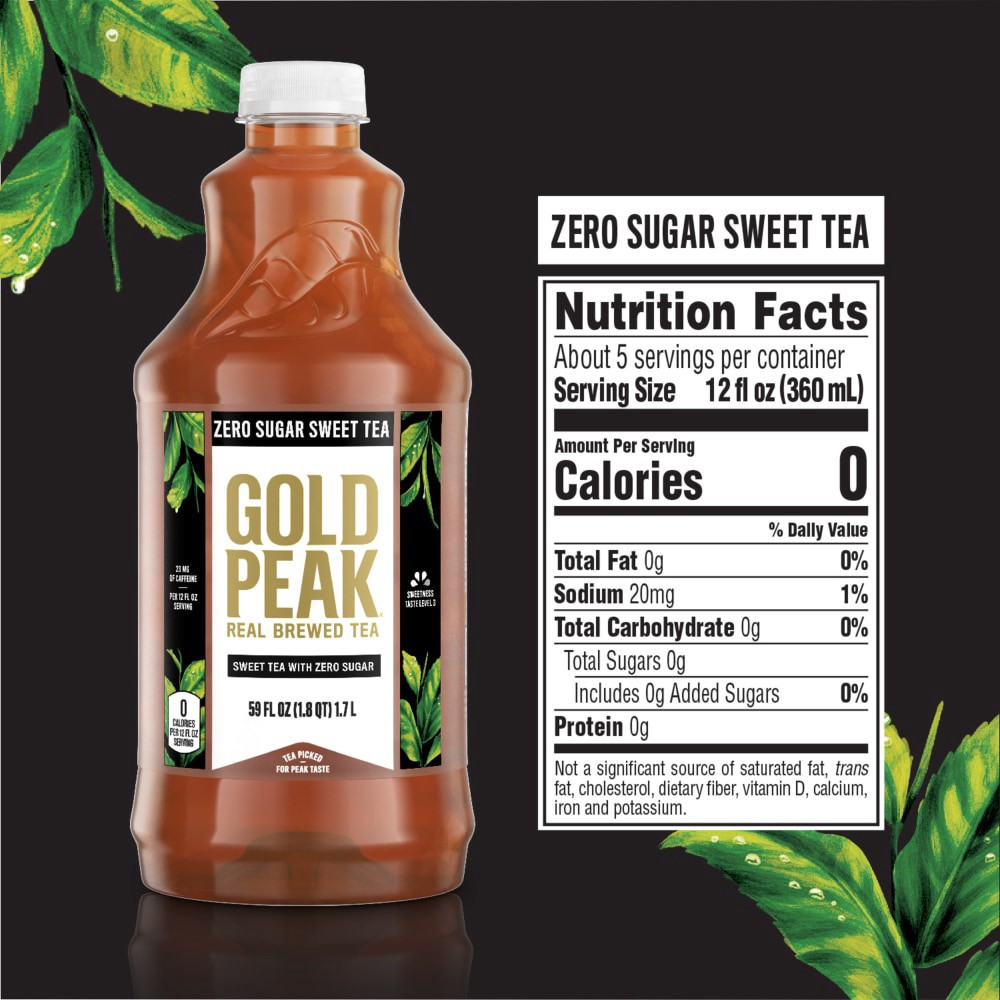 slide 5 of 6, Gold Peak Zero Sugar Sweet Tea Bottle, 59 fl oz, 59 oz