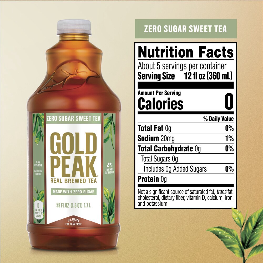 slide 4 of 6, Gold Peak Zero Sugar Sweet Tea Bottle, 59 fl oz, 59 oz
