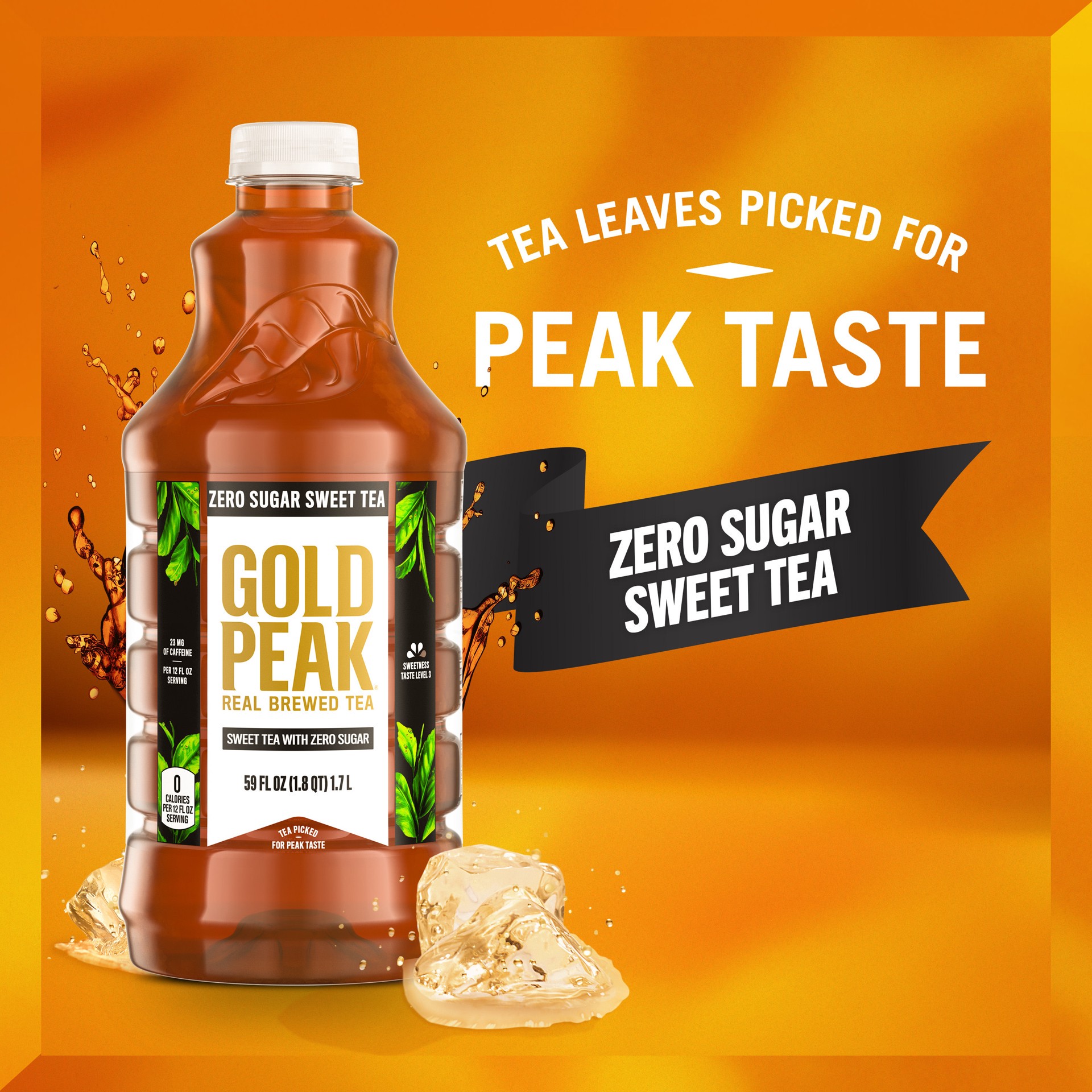 slide 3 of 5, Gold Peak Zero Sugar Sweet Tea Bottle, 59 fl oz, 59 oz