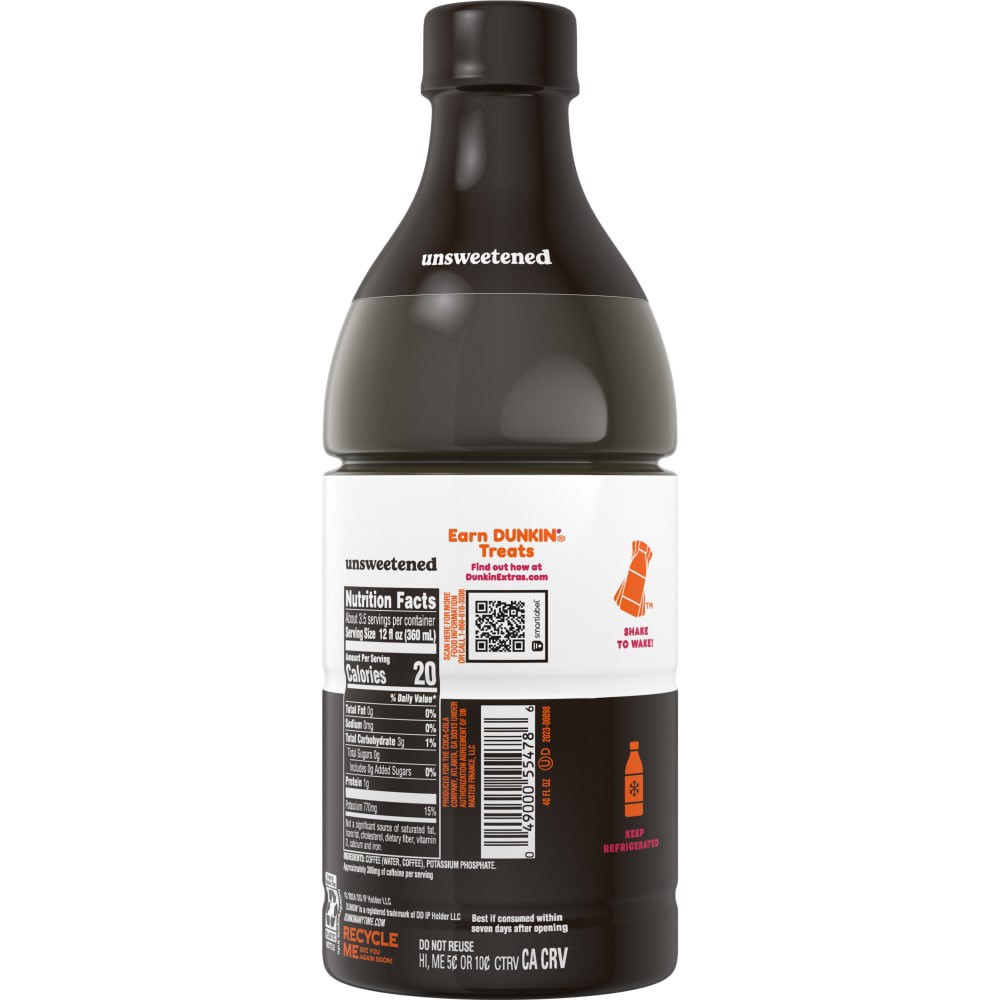 slide 2 of 5, Dunkin' Unsweetened Iced Coffee 40 fl oz, 40 fl oz