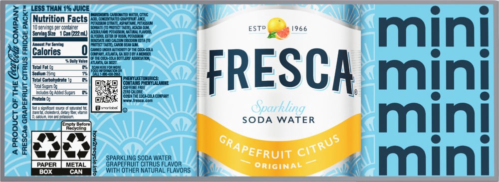 slide 3 of 6, Fresca Fridge Pack Cans, 7.5 fl oz, 10 Pack, 10 ct